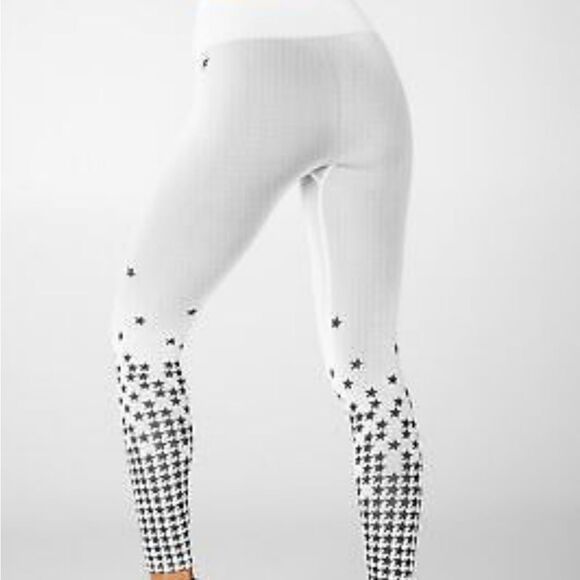 Fabletics Women's High Waist Seamless Star Print Leggings Ice Gray Small - Picture 9 of 9
